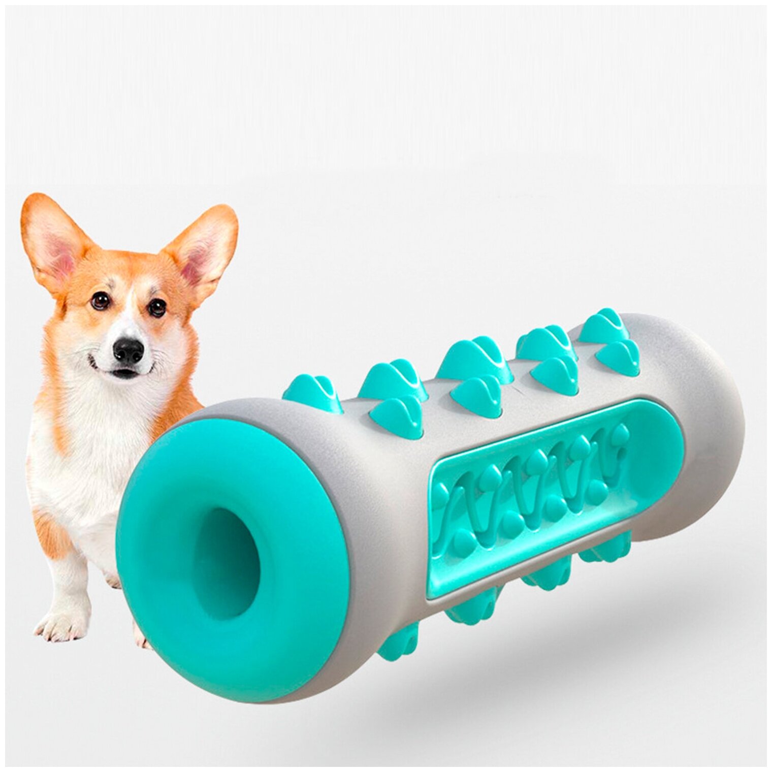 Игрушка для чистки зубов для собак 2 в 1, цвет голубой, 15х5 см - фотография № 2