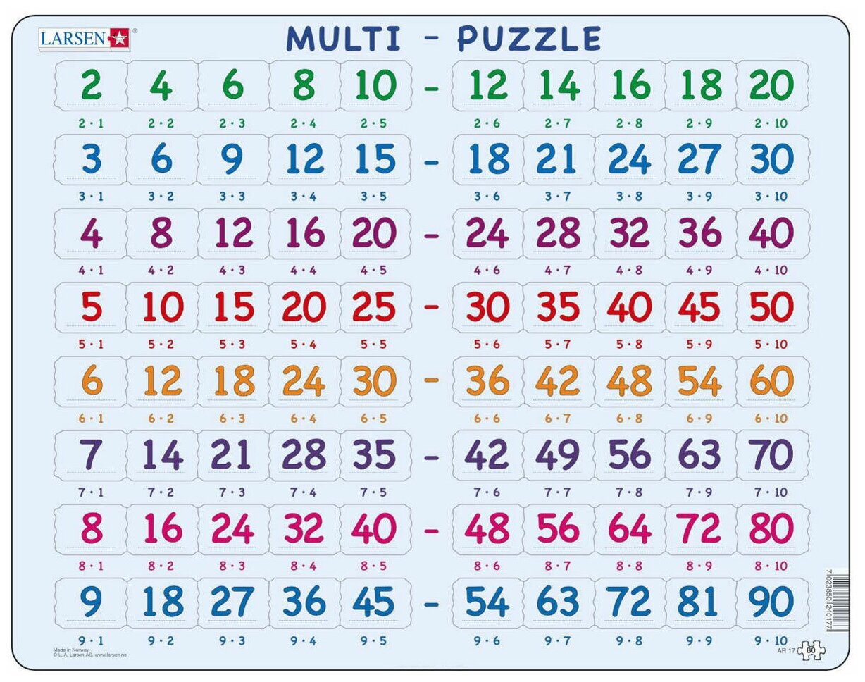 Пазл Умножение, 80 деталей (Larsen AR17) - фото №1