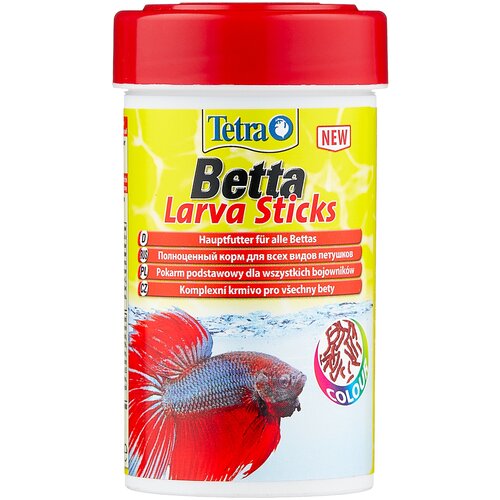 Сухой корм для рыб, рептилий, ракообразных Tetra Betta LarvaSticks, 100 мл, 33 г сухой корм для рыб tetra betta larvasticks 33 г