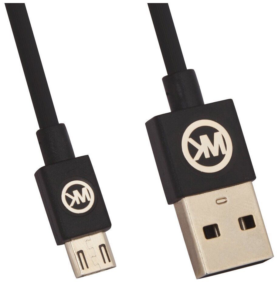 USB кабель WK WDC-052m для зарядки, передачи данных, MicroUSB, 1.5A, 1м, силикон, черный