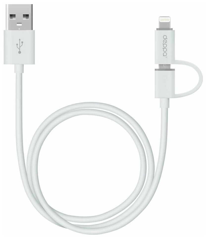 Дата кабель DEPPA USB 8 PIN для APPLE 1 2 М белый 72203 DEPPA