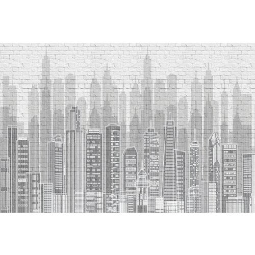 Моющиеся виниловые фотообои GrandPiK Город. Графика. Черно-белый, 420х280 см