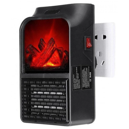 Портативный обогреватель- камин с пультом Flame Heater 900W для дома, черный (имитация огня)