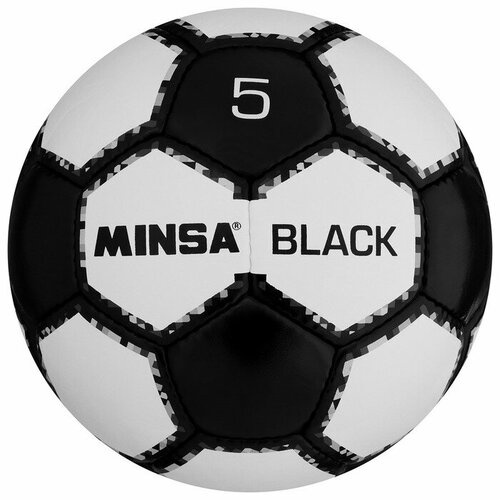 Мяч футбольный MINSA Black, PU, ручная сшивка, размер 5 трикси 3527 мяч футбольный 7 5 см латекс