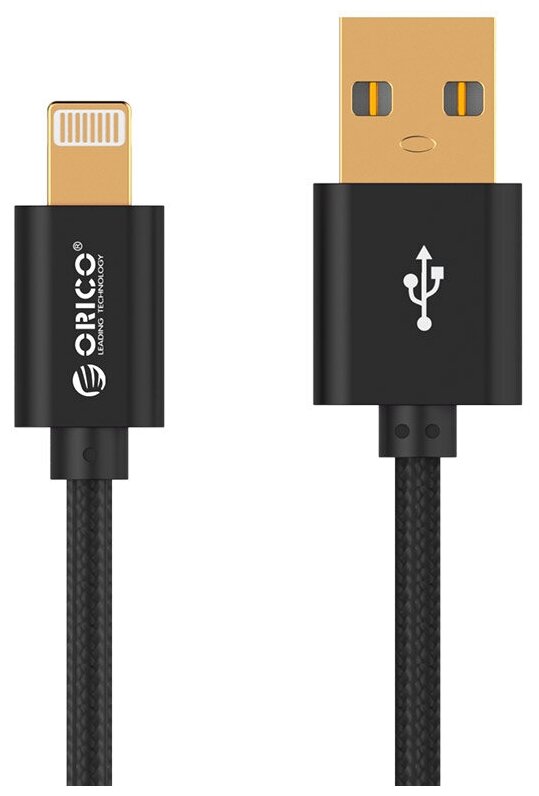 Кабель Orico LTF-10 (черный), USB2.0 Type A(m)/Lighting_3.3Ft, 1,0м., круглый