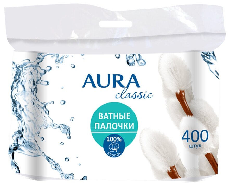 Ватные палочки Aura Beauty Classic, 400 шт., пакет