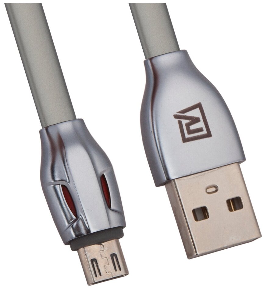 Кабель USB MicroUSB Remax RC-035m плоский с подсветкой <черный>