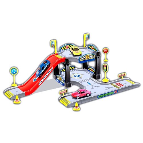 Гараж Автоград Двухуровневая парковка, 1 металлическая машина, аксессуары, для мальчиков