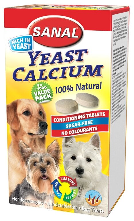 Витамины SANAL Yeast Calcium с кальцием для собак и щенков