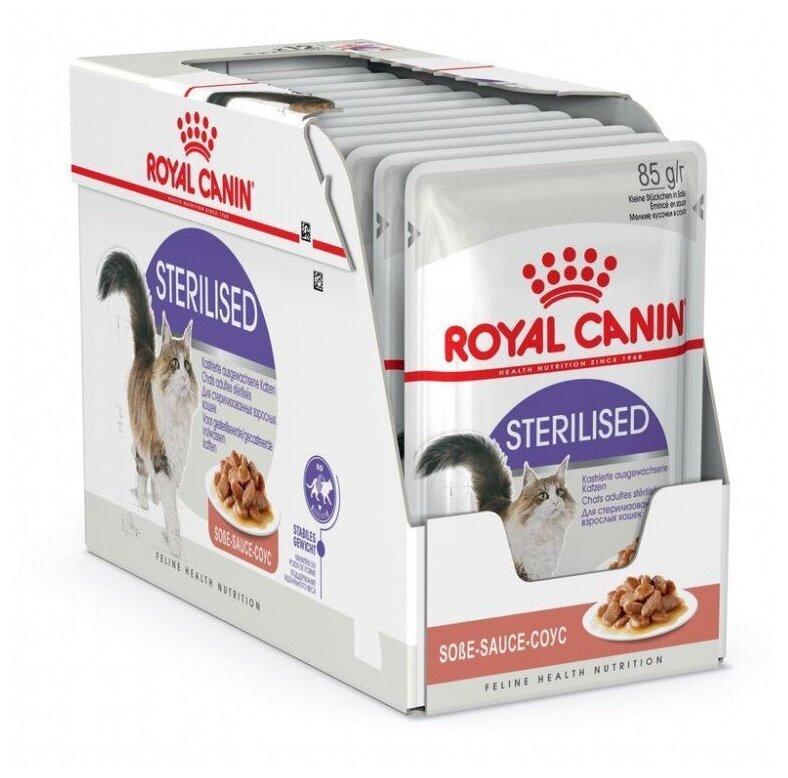 Royal Canin Влажный корм для кастрирированных котов и стерилизованных кошек (в соусе) Sterilised 0.085КГ х 12 шт.