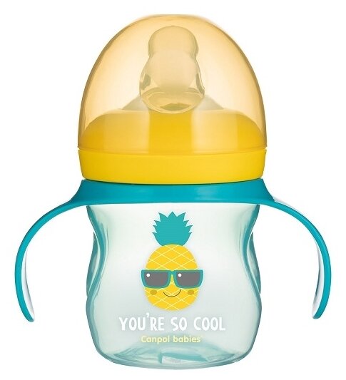 Поильник-непроливайка Canpol Babies So Cool 6+ с мягким силиконовым носиком, желтый, 150 мл