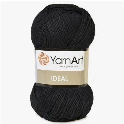 Пряжа для вязания YarnArt "Ideal", 1 моток, 170 м 50 г, 100% хлопок, цвет 221 черный