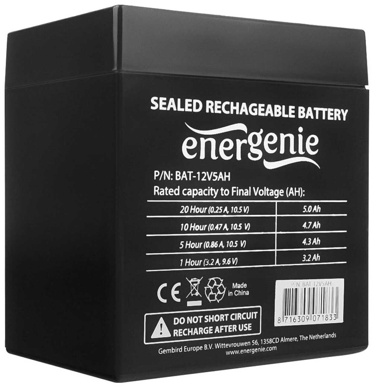 Energenie Батарея аккумуляторная Energenie BAT-12V5AH 12В 5.0А*ч