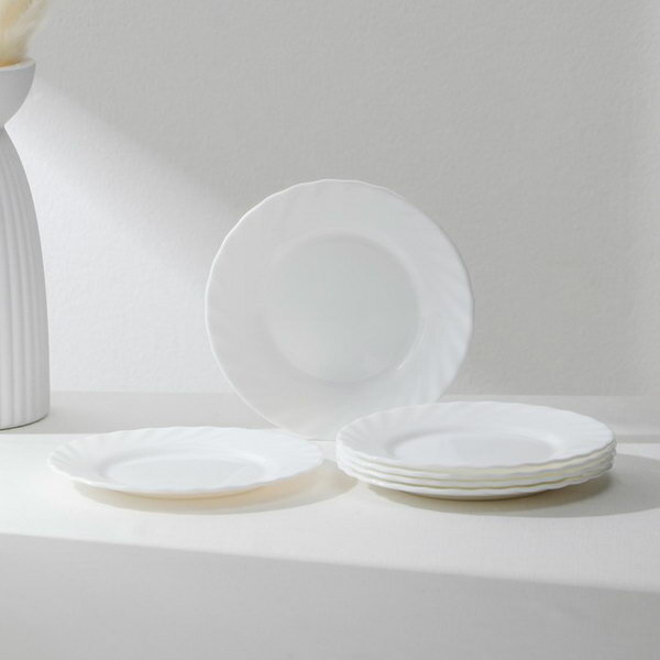 Набор пирожковых тарелок TRIANON, d=16 см, стеклокерамика, 6 шт, цвет белый