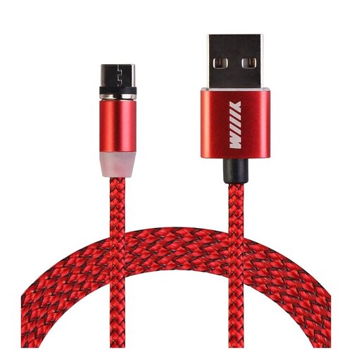 Кабель WIIIX магнитный USB - USB Type-C (CBM980-UTC-10), 1 м, красный кабель магнитный type c серый cbm980 utc 10gy wiiix 1м wiiix арт cbm980 utc 10gy