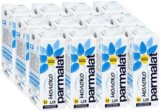 Молоко Parmalat ультрапастеризованное 1.8%, 12 шт. по 1 л