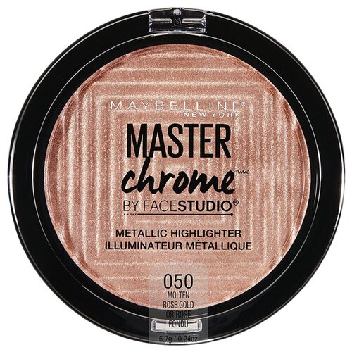 Maybelline New York By Face Studio Хайлайтер Master Chrome Metallic, 050, molten rose gold maybelline new york face studio гелевый хайлайтер chrome jelly highlighter 30 бронзовый металлик