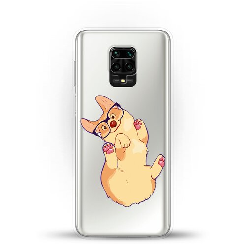 фото Силиконовый чехол корги в очках на xiaomi redmi note 9 pro andy & paul