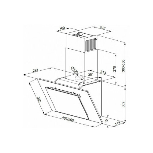 Вытяжка каминная Weissgauff Sigma 60 PB WH белый управление: кнопочное (1 мотор)