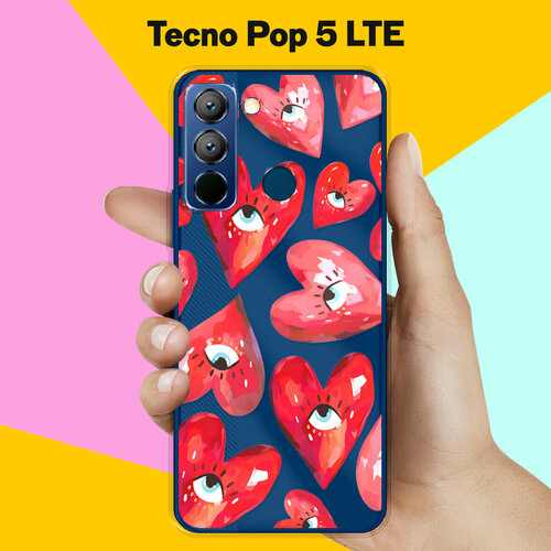 Силиконовый чехол на Tecno Pop 5 LTE Сердца / для Техно Поп 5 ЛТЕ силиконовый чехол на tecno pop 5 техно поп 5 медведь