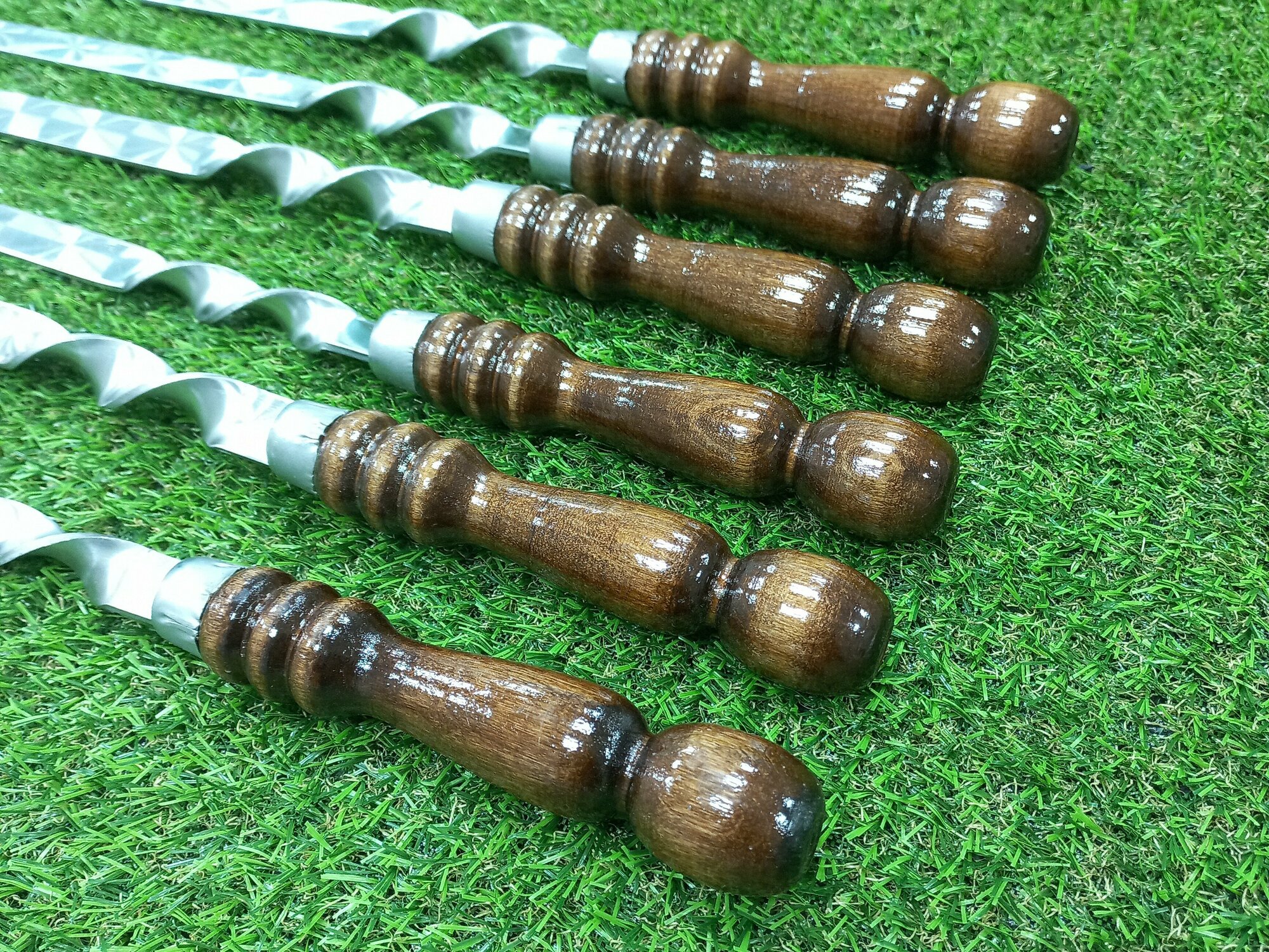 Набор шампуров для люля-кебаб с деревянной ручкой, длина лезвия 40 см/шампуры люля-кебаб 6 шт - фотография № 3