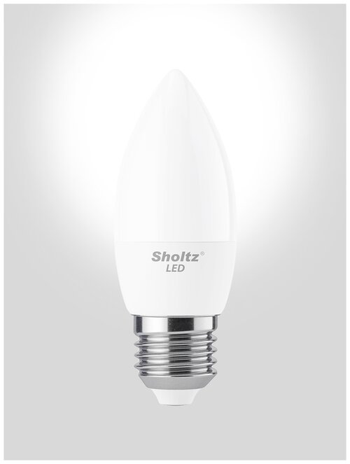Комплект из 5 светодиодных энергосберегающих ламп Sholtz свеча С37 9Вт E27 4200К 220В пластик (Шольц) LOC4137P