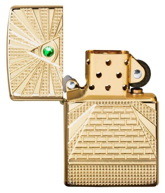 Оригинальная бензиновая зажигалка ZIPPO Armor™ 49060 Eye of Providence Design с покрытием High Polish Brass - Всевидящее око - фотография № 6