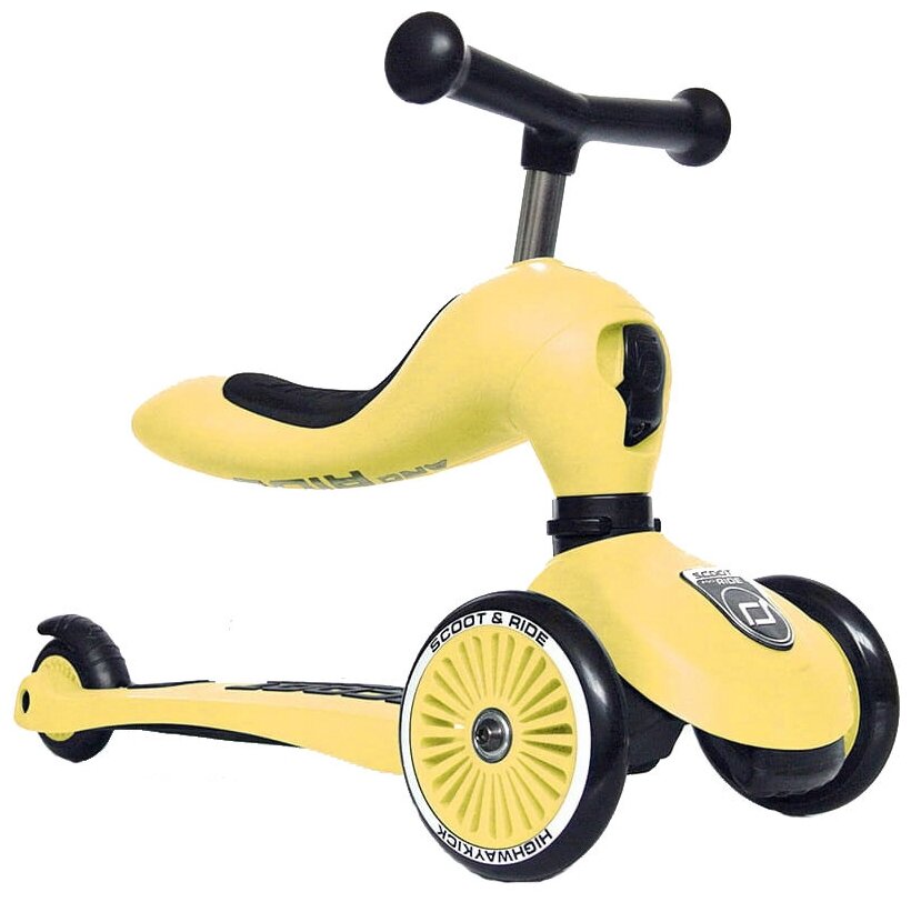 Детский трехколесный самокат с сиденьем Scoot&Ride HighwayKick 1 (Seat) (Лимон) . - фотография № 2