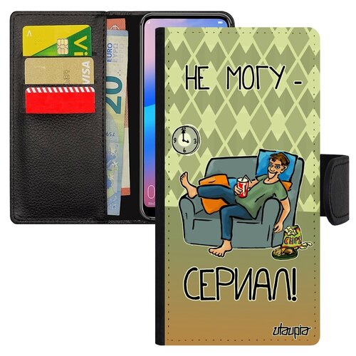 фото Чехол книжка на телефон redmi 6a, "не могу - у меня сериал!" манга карикатура utaupia