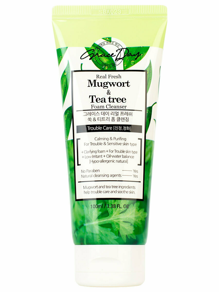 Grace Day Пенка с экстрактами полыни и чайного дерева Real Fresh Mugwort & Tea Tree Foam Cleanser 100 мл