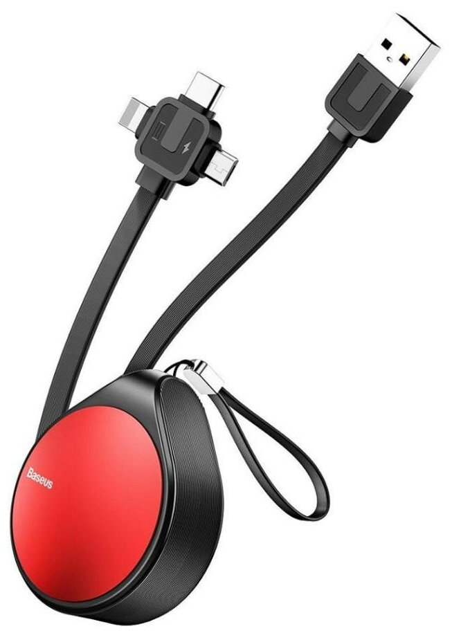 Кабель для зарядки BASEUS Waterdrop 3-in-1, USB - MicroUSB+Type-C+Lightning, 1.5А, 1.5 м, Красный