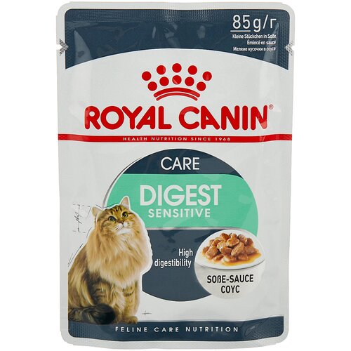  корм для кошек Royal Canin Digest Sensitive, при проблемах с ЖКТ, при чувствительном пищеварении 6 шт. х 85 г (кусочки в соусе)