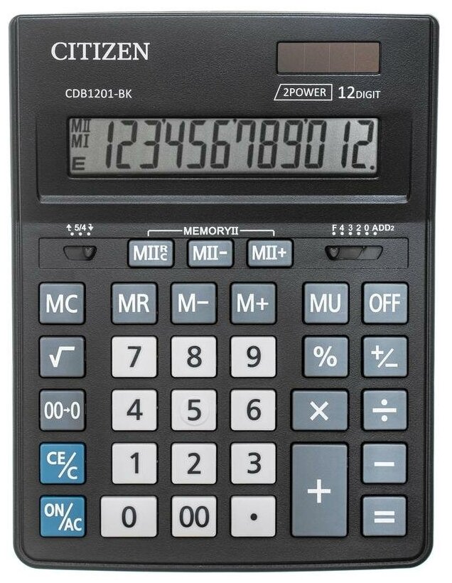 Калькулятор CITIZEN , 12-разрядный, черный - фото №1