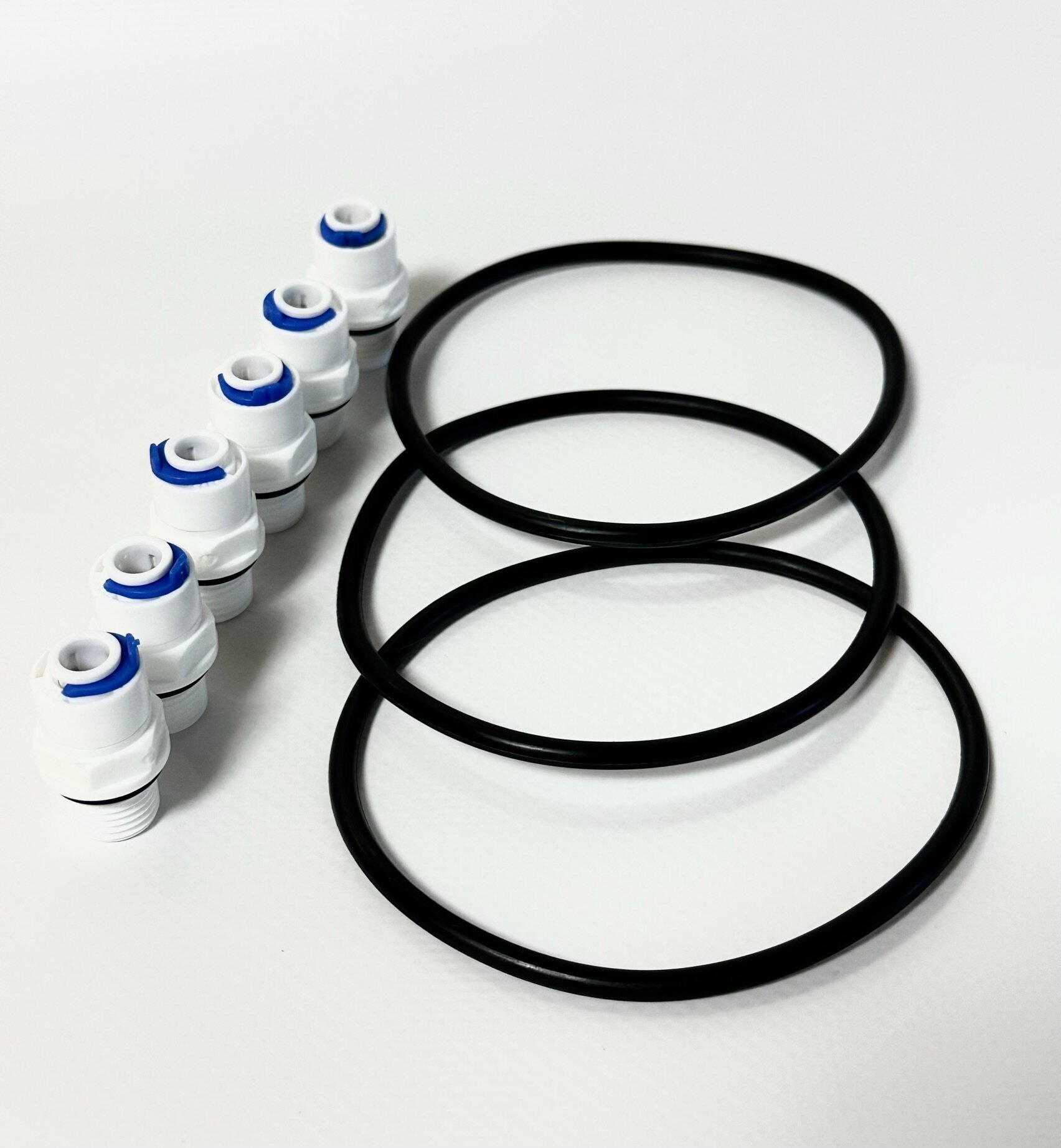 Уплотнительное кольцо (прокладка) для колб фильтра размера Slim Line 10 - 3 шт. + 6 фитингов 1/4 - фотография № 3