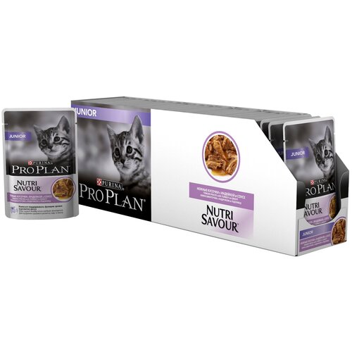 Влажный корм для котят Purina ProPlan (индейка в соусе), 12 шт по 85 гр