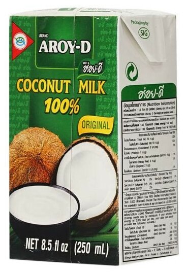 Молоко кокосовое 70% (AROY-D) Tetra Pak, 250 г - фотография № 4