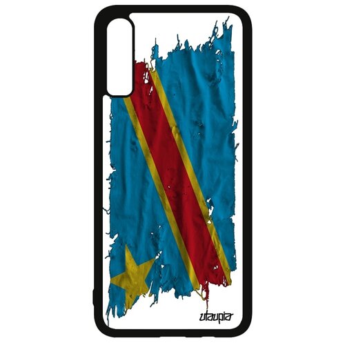 фото Чехол на телефон samsung galaxy a70, "флаг конго киншаса на ткани" страна государственный utaupia