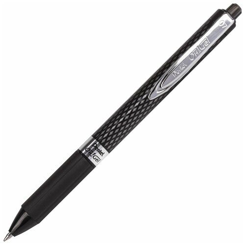 Ручка гелевая Pentel автоматическая Oh! Gel, узел 0,7 мм, линия 0,35 мм, резиновый упор, черная (K497-AN)