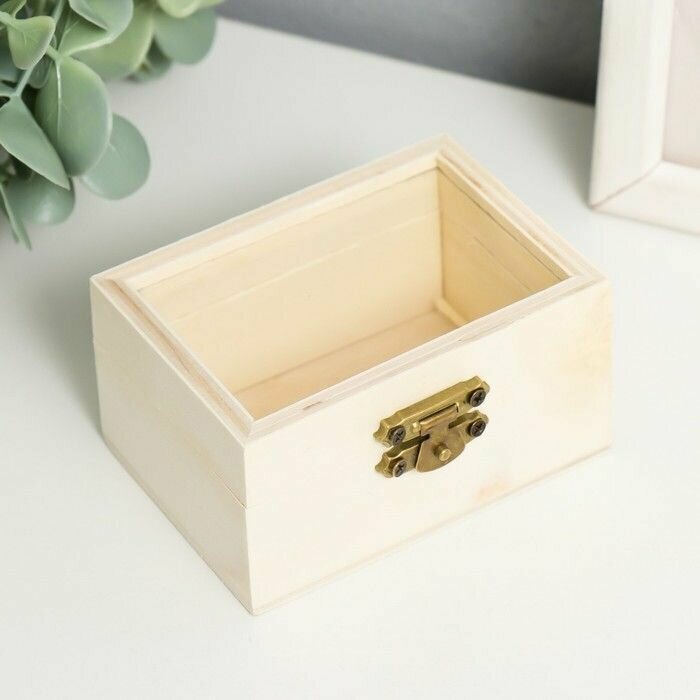 фото Шкатулка для росписи дерево со стеклянной вставкой 8,5х6,5х4,5 см