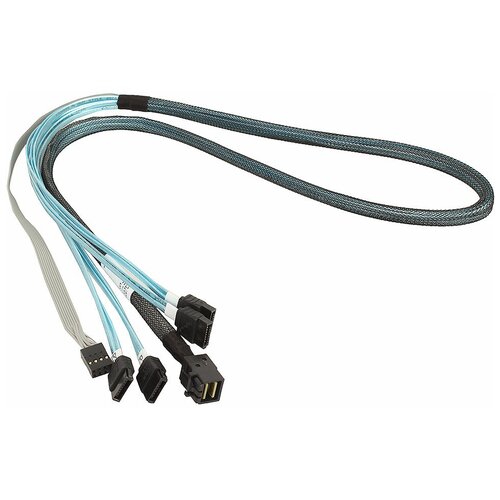 кабель acd sff8643 satasb 08m int sff8643 to 4 sata sb Кабель LSI Logic CBL-SFF8643-SATASB-10M, 1 м, черный/голубой