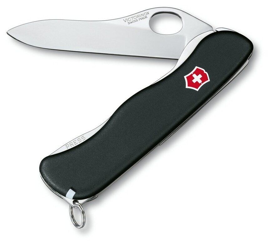 Нож перочинный VICTORINOX Sentinel One Hand, 111 мм, 4 функции, с фиксатором лезвия, чёрный