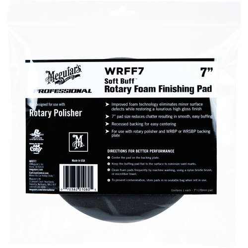 Полировальный круг Meguiars WRFF7 финишный черный W9006 Rotary Foam Finishing Pad 178мм.