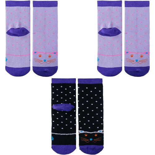 Носки Альтаир 3 пары, размер 22, фиолетовый, черный носки альтаир 3 пары размер 22 фиолетовый черный