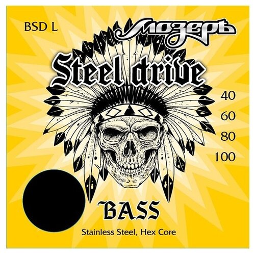 BSD-L Steel Drive Комплект струн для бас-гитары, сталь, 40-100, Мозеръ струны для бас гитары мозеръ bsd h