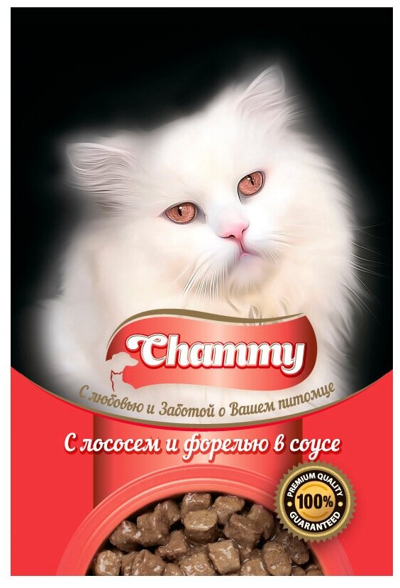 CHAMMY для взрослых кошек с лососем и форелью в соусе (85 гр х 24 шт)