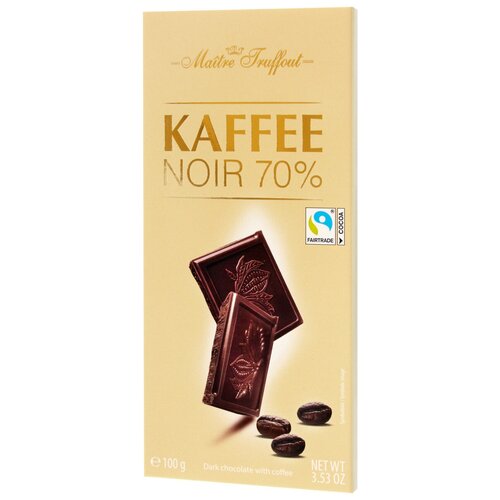 Шоколад Maitre Truffout темный с кофейным вкусом 70%, 100 г
