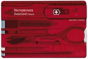 Нож многофункциональный VICTORINOX SwissCard Classic box (0.7100/0.7122/0.7133) красный полупрозрачный