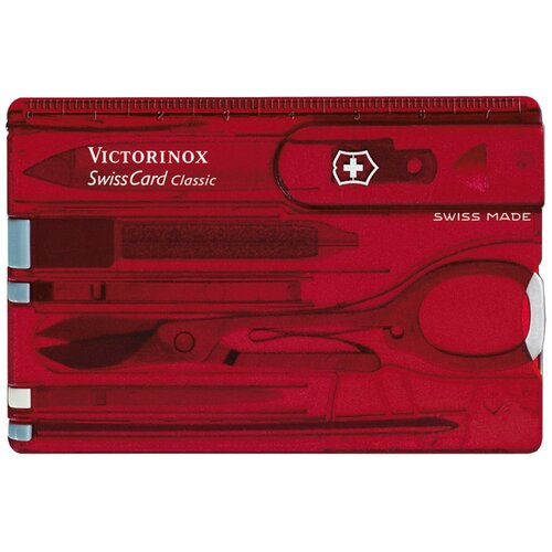 Нож многофункциональный VICTORINOX SwissCard Classic box (0.7100/0.7122/0.7133) красный полупрозрачный