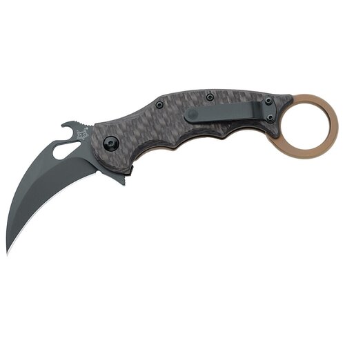 фото Нож складной fox knives karambit 599tics с чехлом черный/бронза