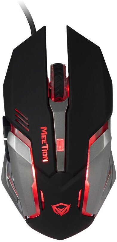 Проводная игровая мышь MeeTion, RGB, 2400 dpi, 1.6 м, USB, 6 кнопок, черный/серый {MT-M915-BK}